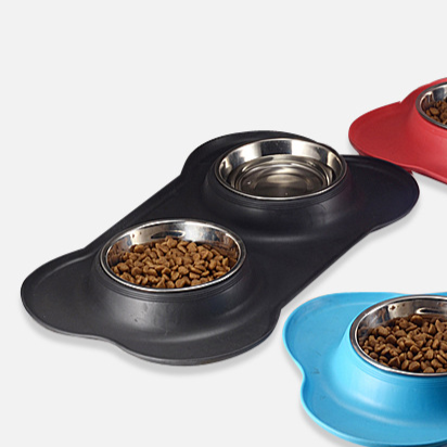 Pet Bowl Stainless Steel Double Bowl