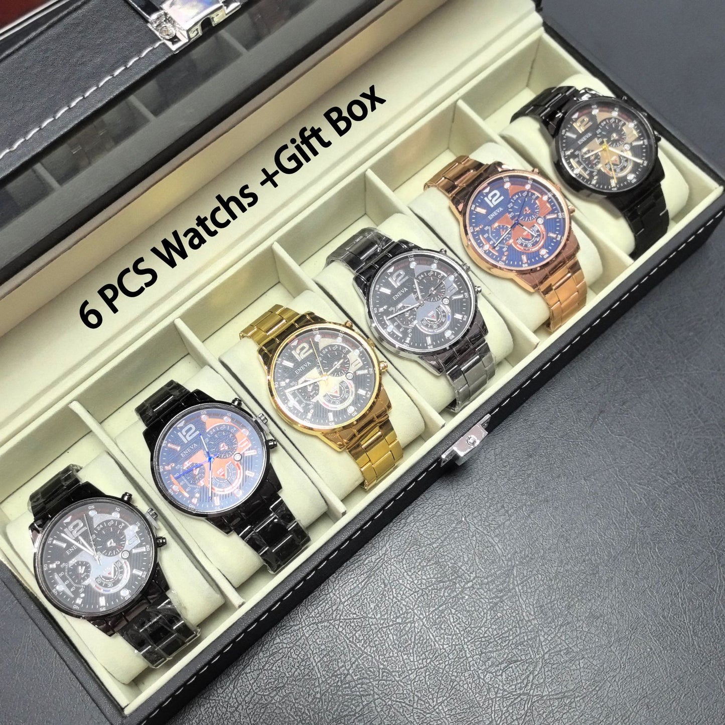 Mens Quartz Watch Set with Luminous Display