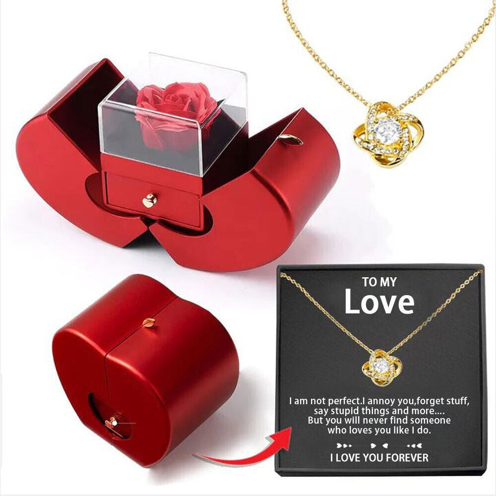 Eternal Flower Christmas Jewelry Gift Box with Necklace