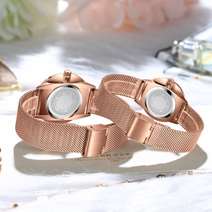 Slim Steel Mesh Quartz Watch for Couples