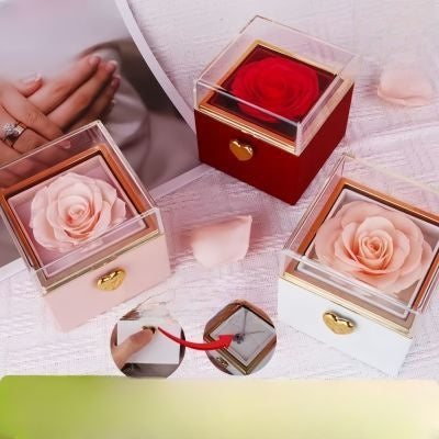 Automatic rotating rose flower gift box