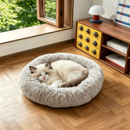 Round Plush Pet Bed for Dogs and Cats