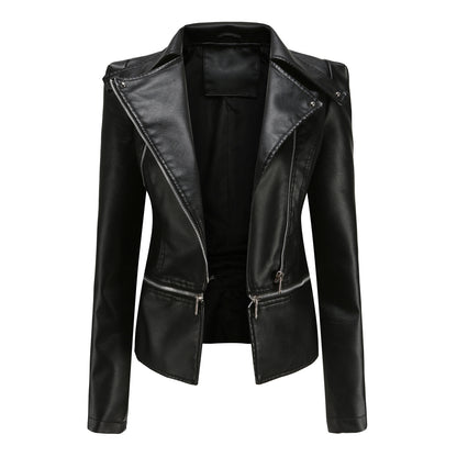 Leather female hem removable coat