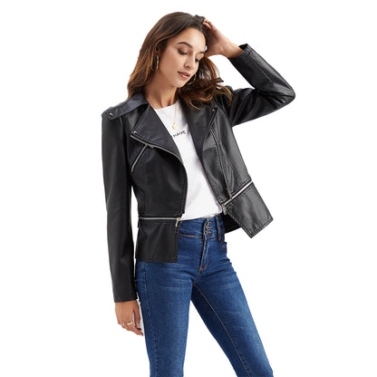 Leather female hem removable coat