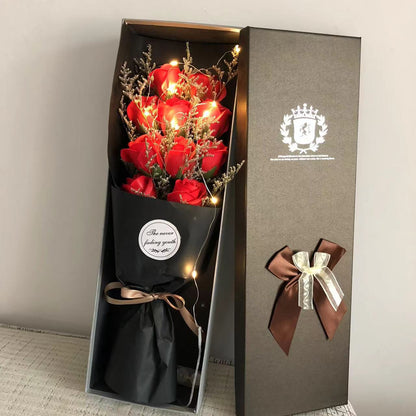 Romantic Soap Flower Bouquet with LED Light and Gift Box