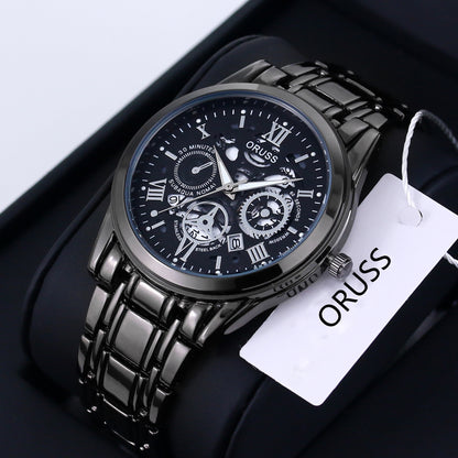 Mens Quartz Watch Steel Calendar Sports Wristwatch