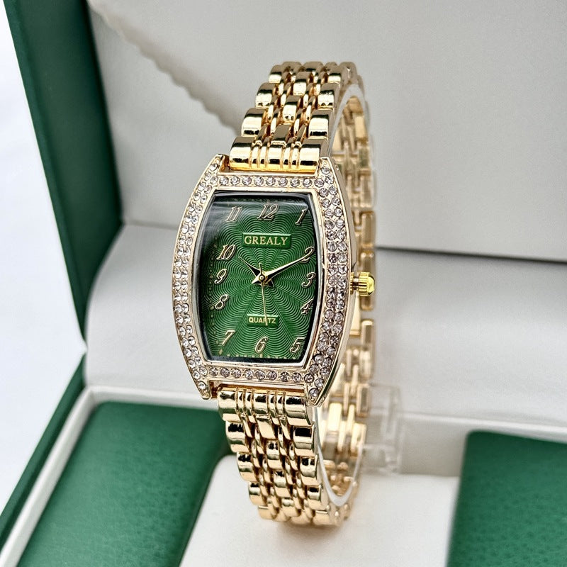 Women's Digital Analog Barrel-Shaped Quartz Watch