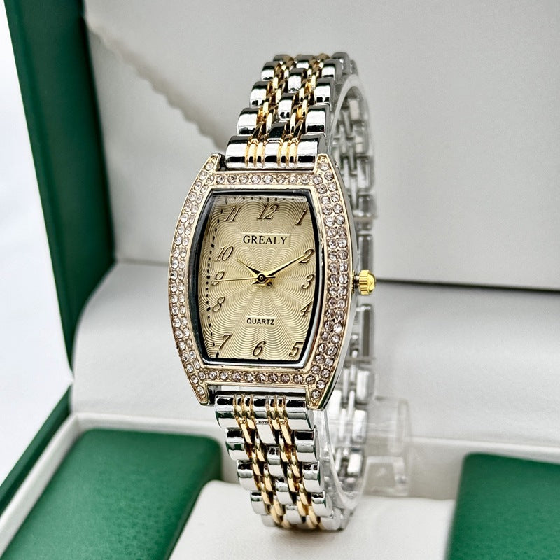 Women's Digital Analog Barrel-Shaped Quartz Watch