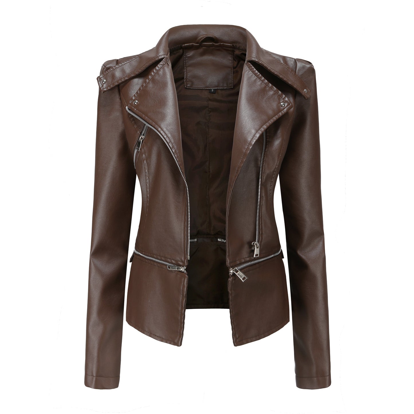 Leather female hem removable coat