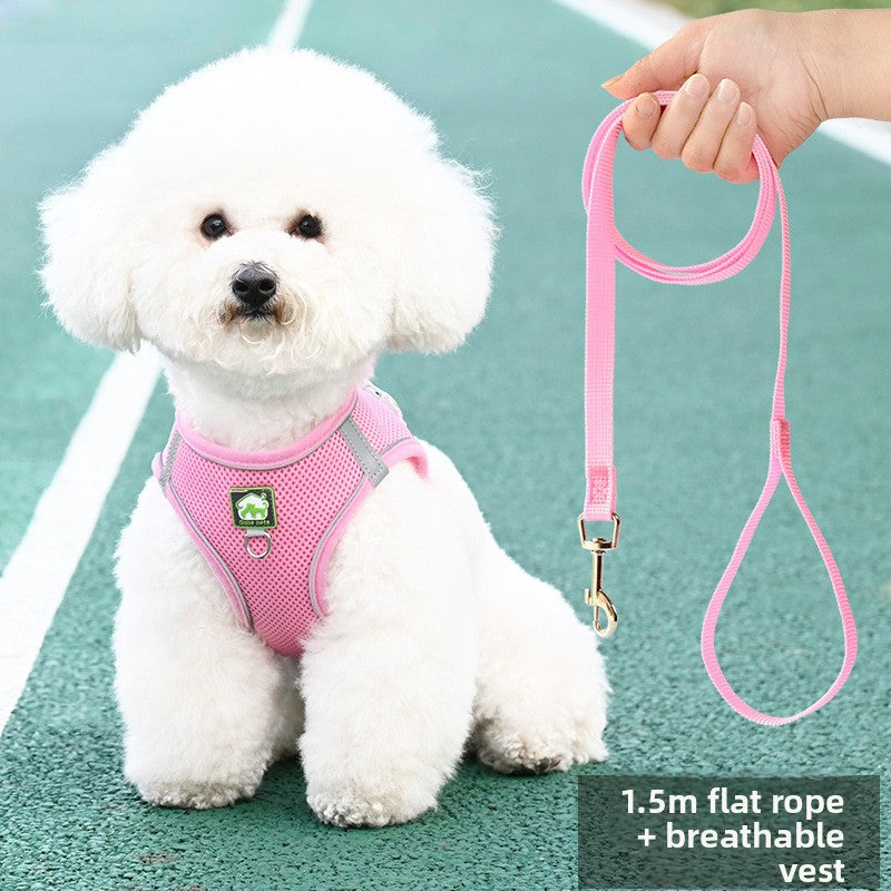 Pet Dog Cat Harness Vest Breathable Reflective Adjustable Walking Leash