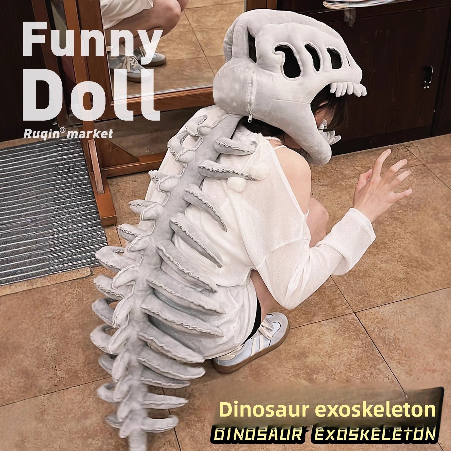 Dinosaur skeleton plush cap funny costume gift