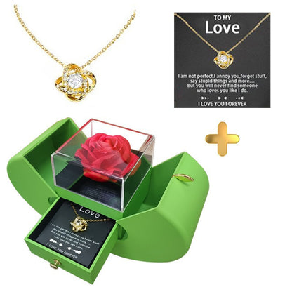 Eternal Flower Christmas Jewelry Gift Box with Necklace