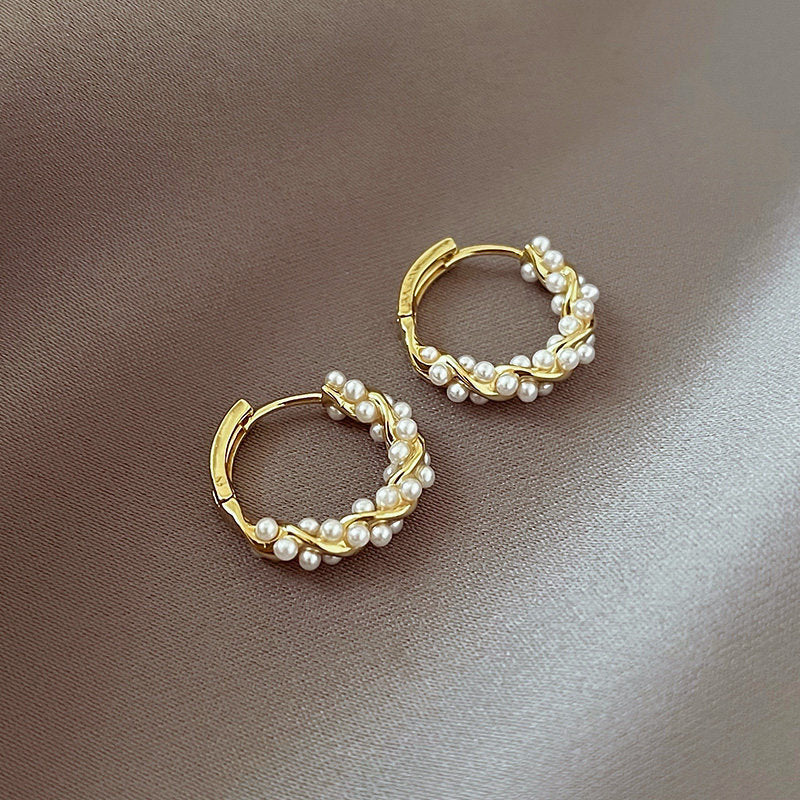 S925 Silver Pearl Earrings Elegant Light Luxury Fashion Jewelry