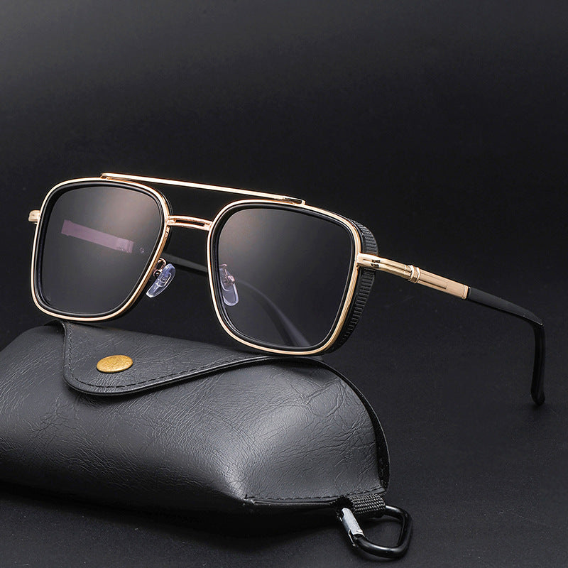 Geometric Metal Frame Square Sunglasses