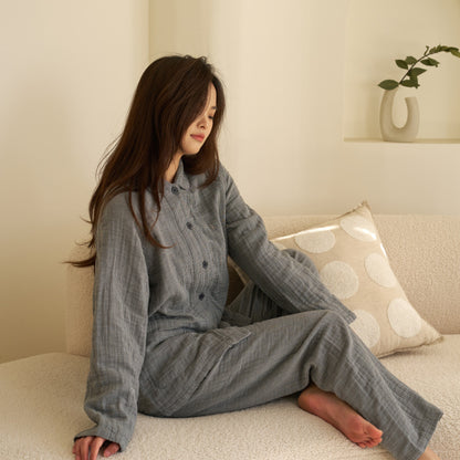 60S Cotton Four-Layer Yarn Home Clothes Class A Maternal and Infant Grade Japanese Autumn and Winter Couples Cotton Pajamas Casual suit