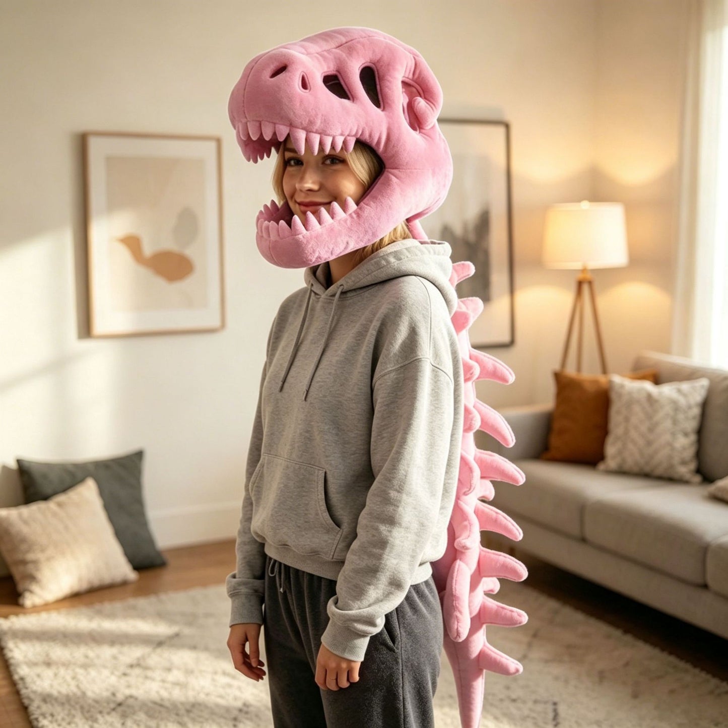 Dinosaur skeleton plush cap funny costume gift