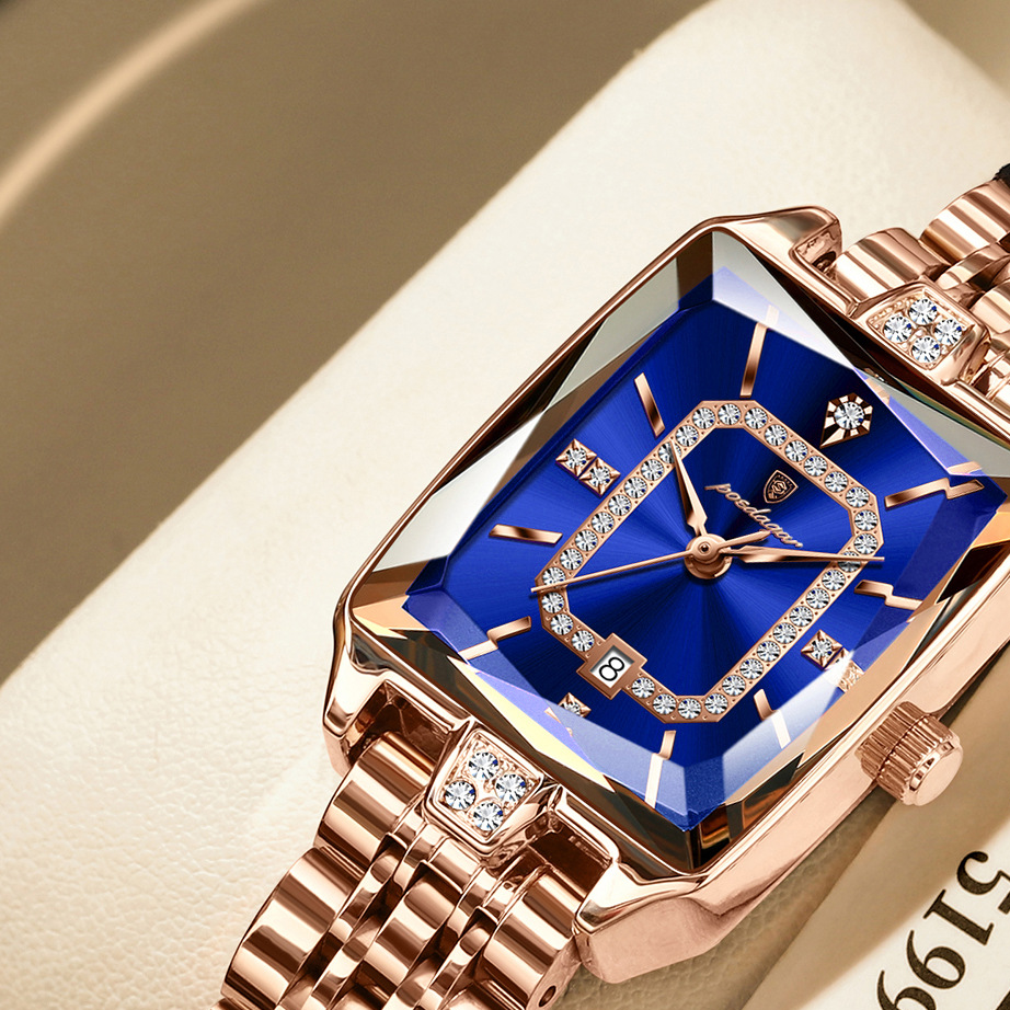 Women's Rectangular Stainless Steel Quartz Watch