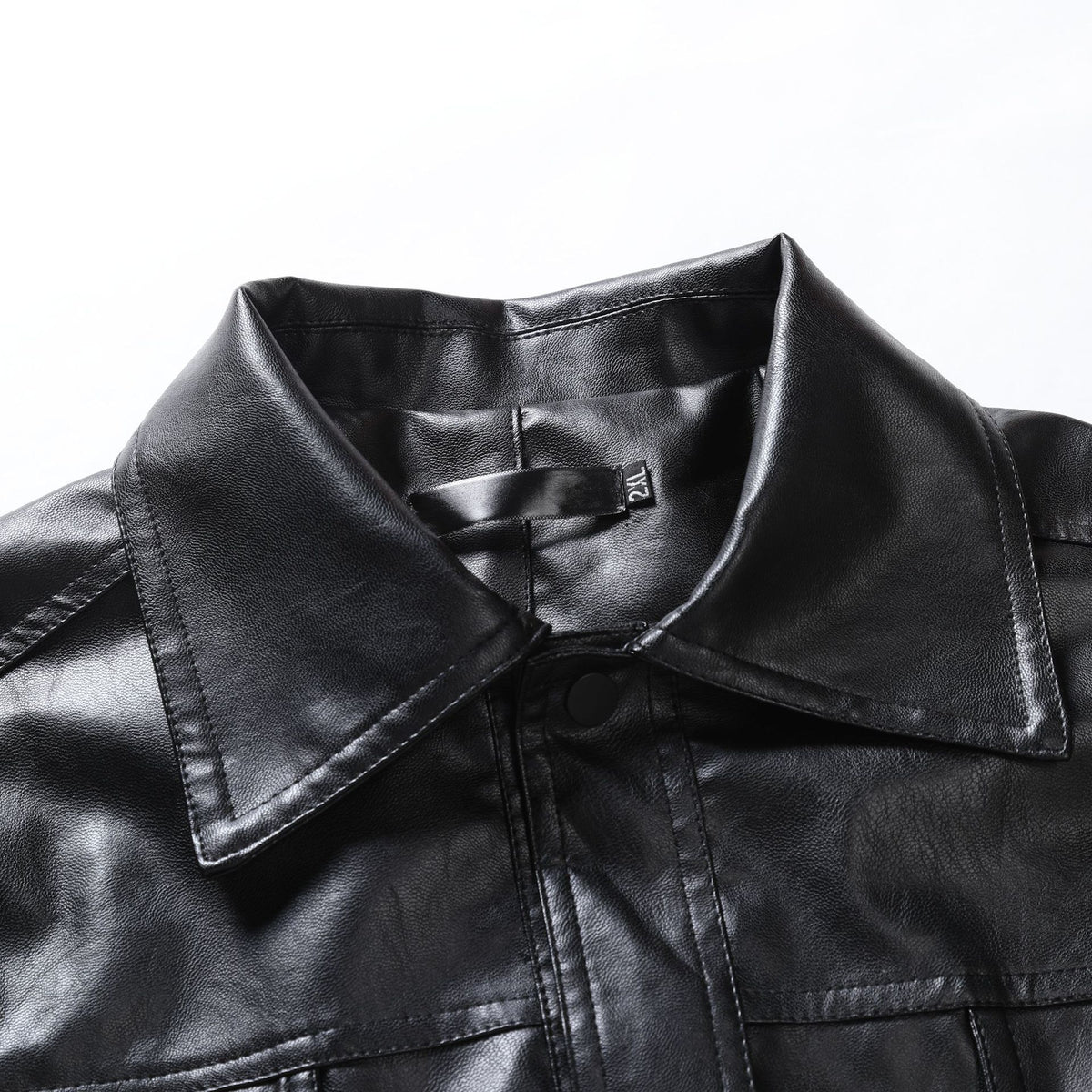 Men's Black PU Leather Mid-Length Jacket