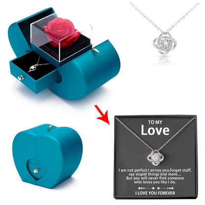 Eternal Flower Christmas Jewelry Gift Box with Necklace