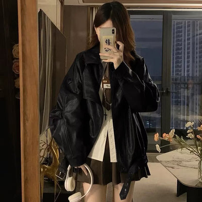 American-style brown leather jacket coat