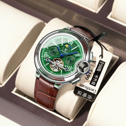 Automatic Mechanical Tourbillon Watch with Moon Phase