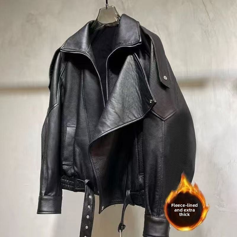 American-style vintage heavy-duty leather coat