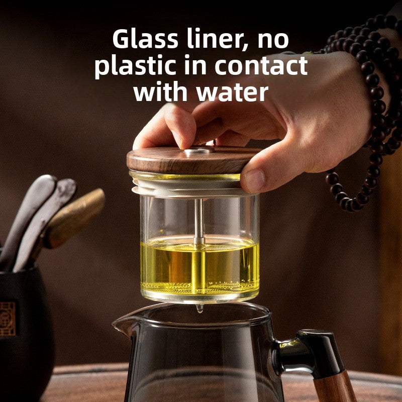 Walnut Pressed Glass Teapot with Tea Separation