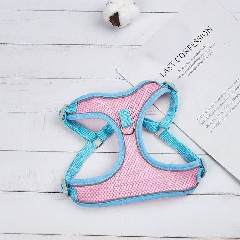 Pet Dog Cat Harness Vest Breathable Reflective Adjustable Walking Leash