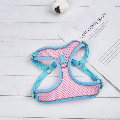 Pet Dog Cat Harness Vest Breathable Reflective Adjustable Walking Leash