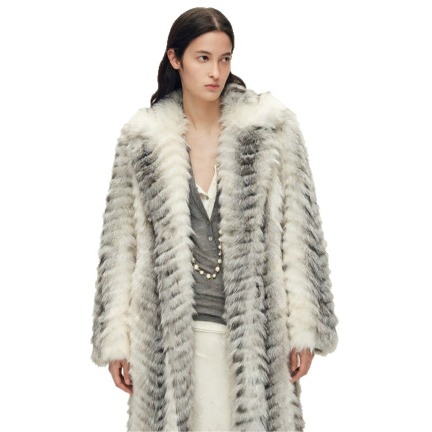 Women's Gradient Faux Mink Fur Coat