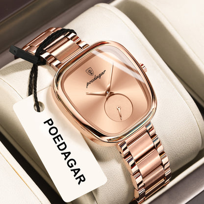 Women's Elegant Oval Quartz Watch – Stainless Steel Case