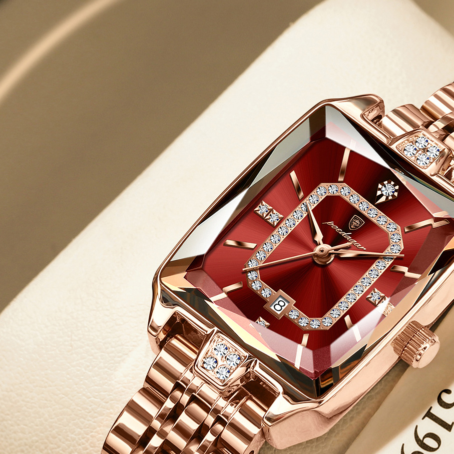 Women's Rectangular Stainless Steel Quartz Watch