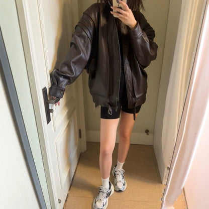 American-style vintage heavy-duty leather coat