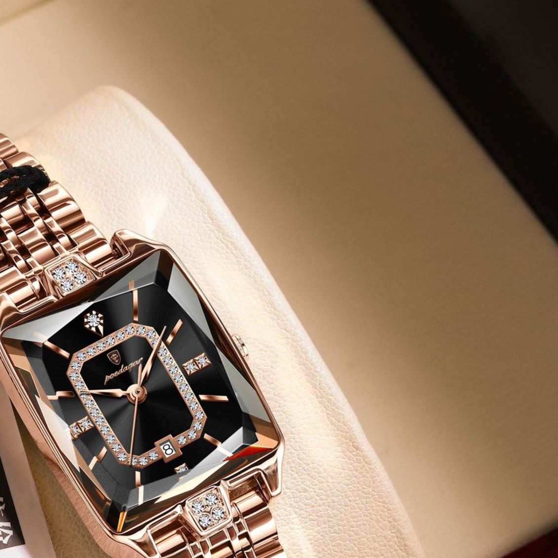 Women's Rectangular Stainless Steel Quartz Watch