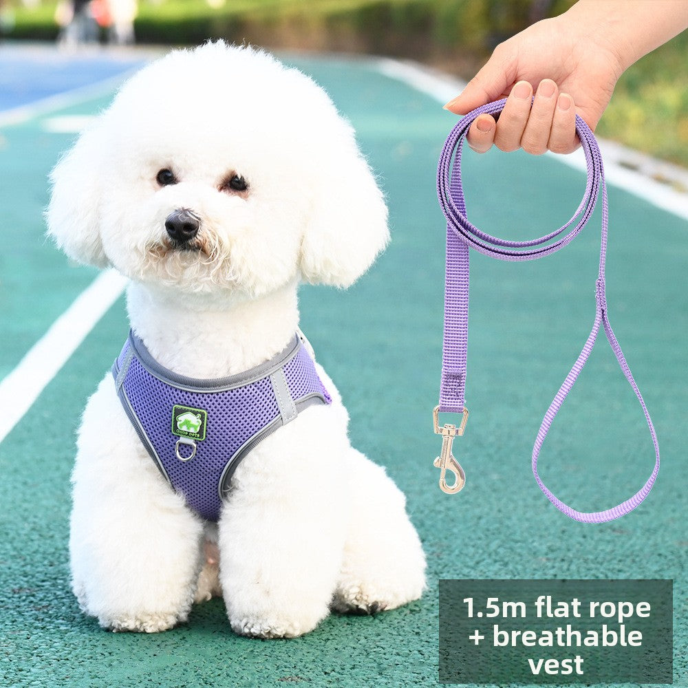 Pet Dog Cat Harness Vest Breathable Reflective Adjustable Walking Leash