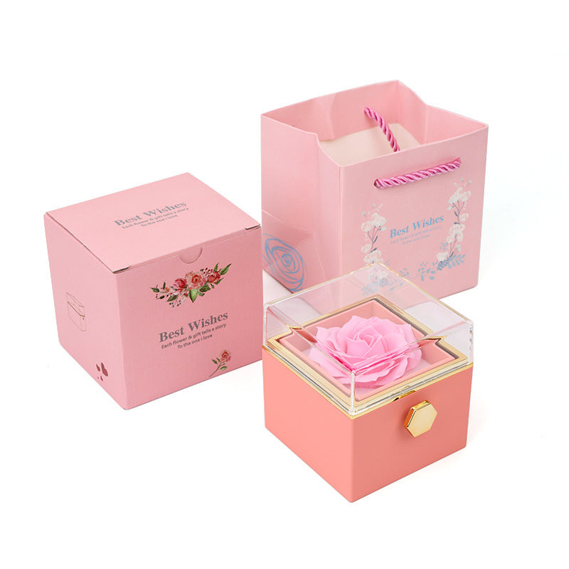 Automatic rotating rose flower gift box