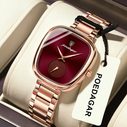 Women's Elegant Oval Quartz Watch – Stainless Steel Case