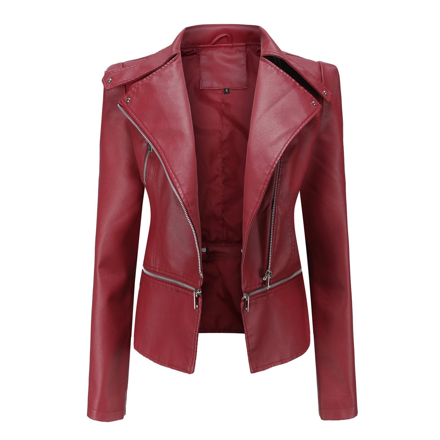 Leather female hem removable coat