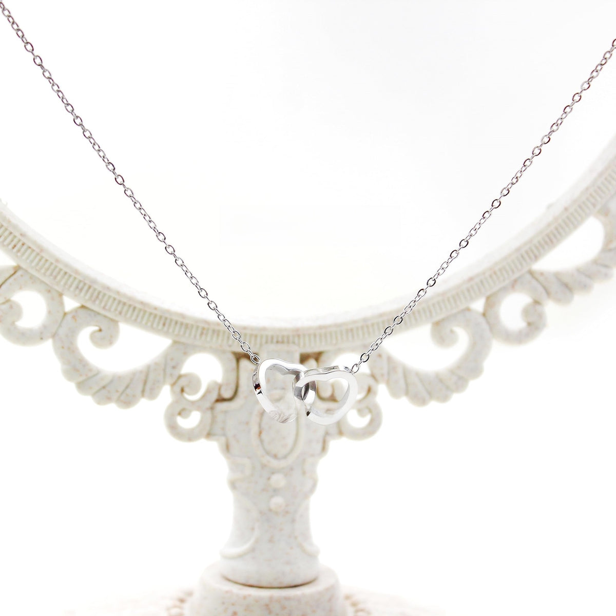 Double Heart Rotating Necklace with Gift Box