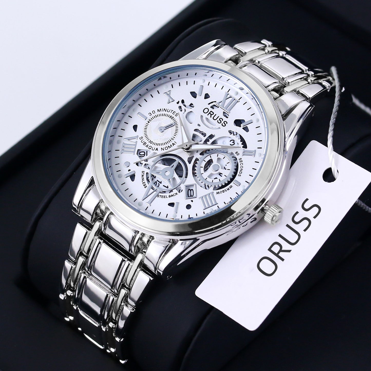 Mens Quartz Watch Steel Calendar Sports Wristwatch