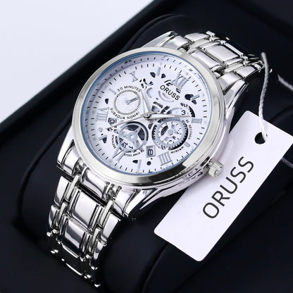 Mens Quartz Watch Steel Calendar Sports Wristwatch