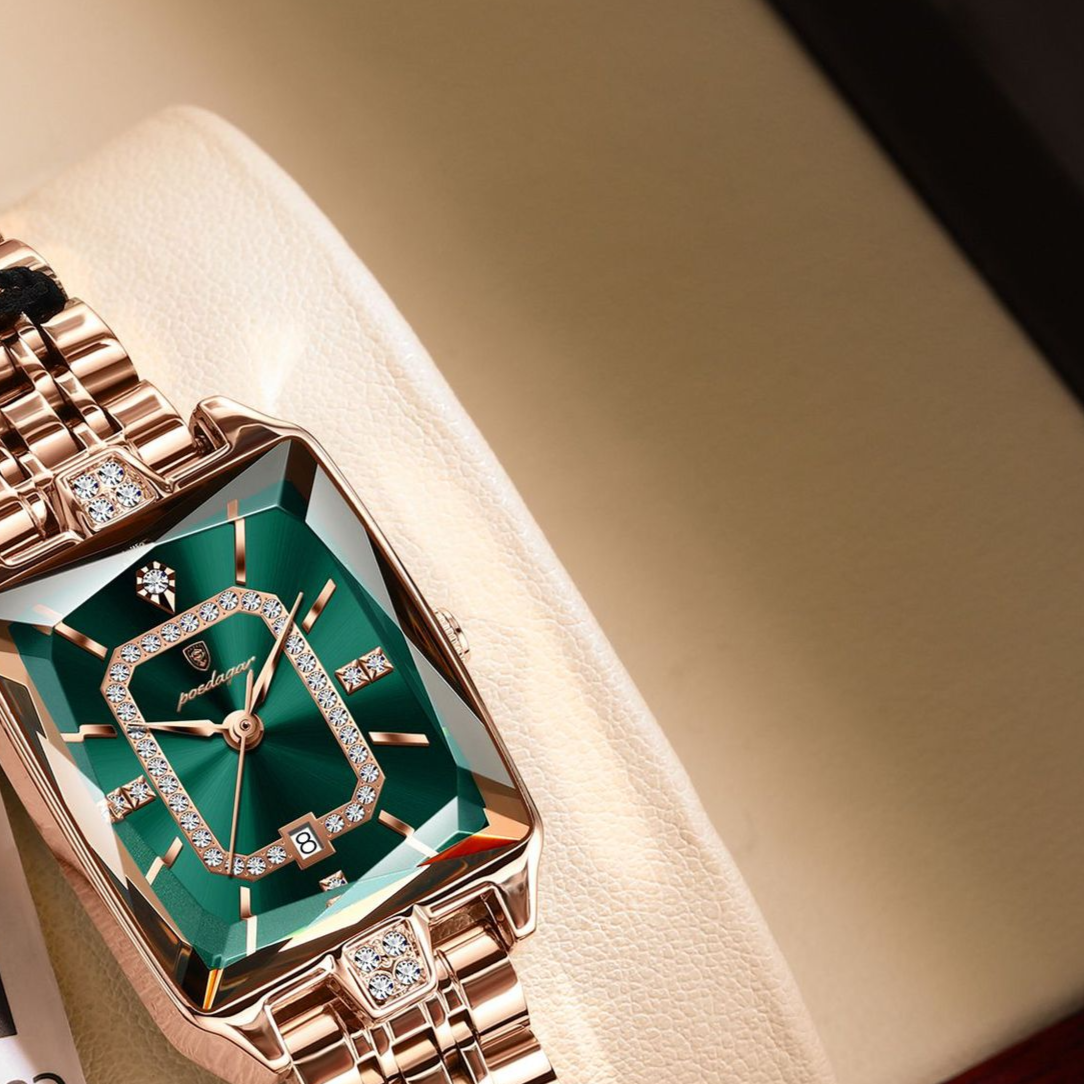 Women's Rectangular Stainless Steel Quartz Watch