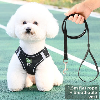 Pet Dog Cat Harness Vest Breathable Reflective Adjustable Walking Leash