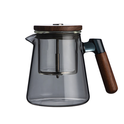 Walnut Pressed Glass Teapot with Tea Separation