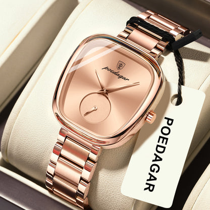 Women's Elegant Oval Quartz Watch – Stainless Steel Case