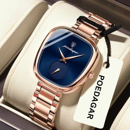 Women's Elegant Oval Quartz Watch – Stainless Steel Case