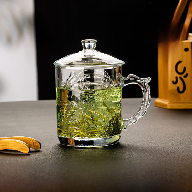 Glass Tea Cup with Lid
