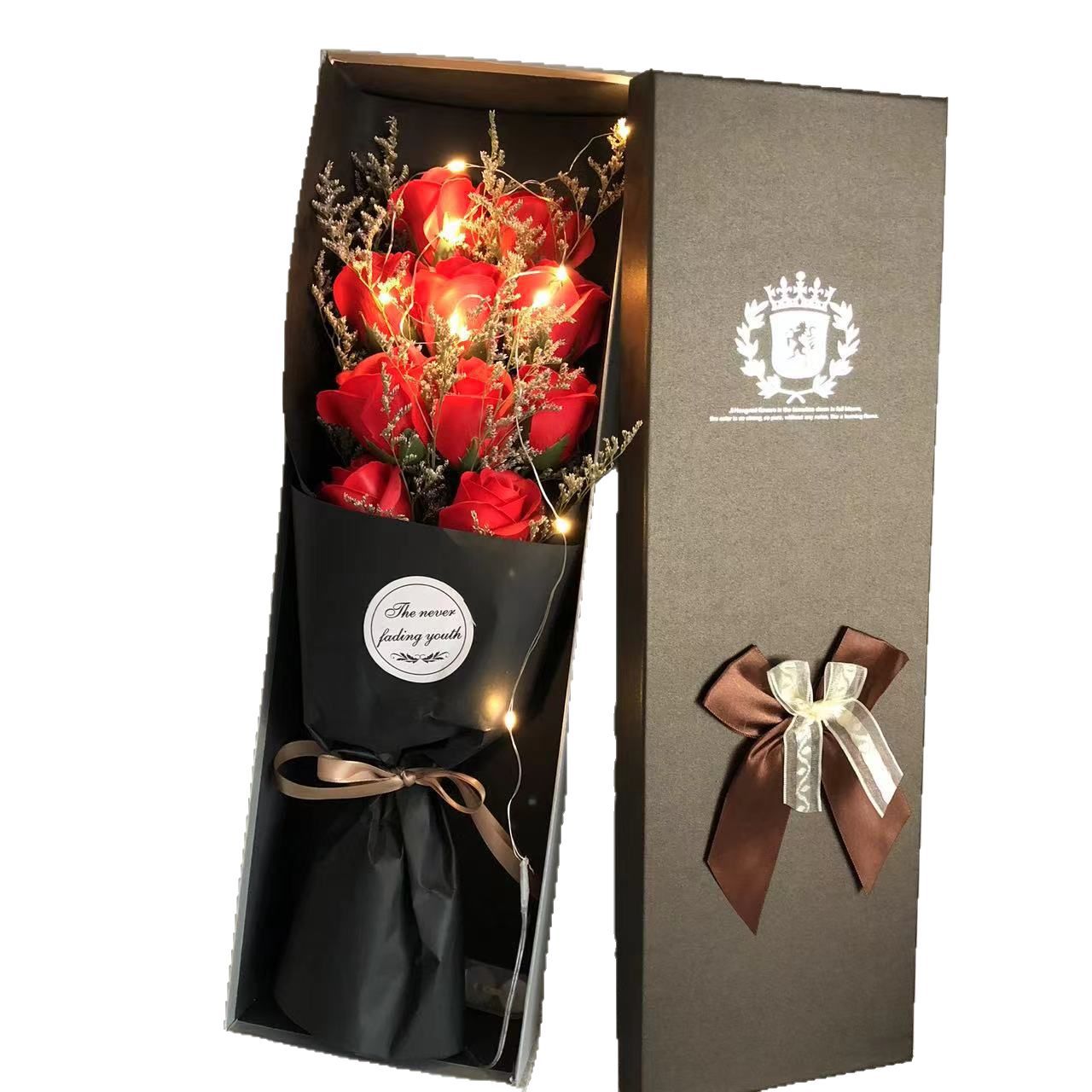 Romantic Soap Flower Bouquet with LED Light and Gift Box