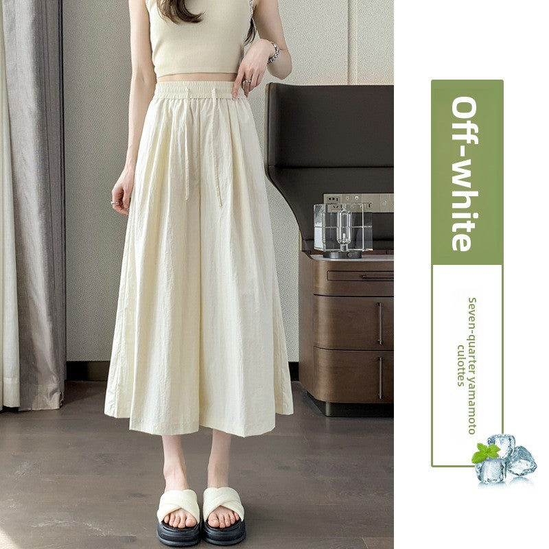 Womens High Waist Wide Leg Cropped Pants