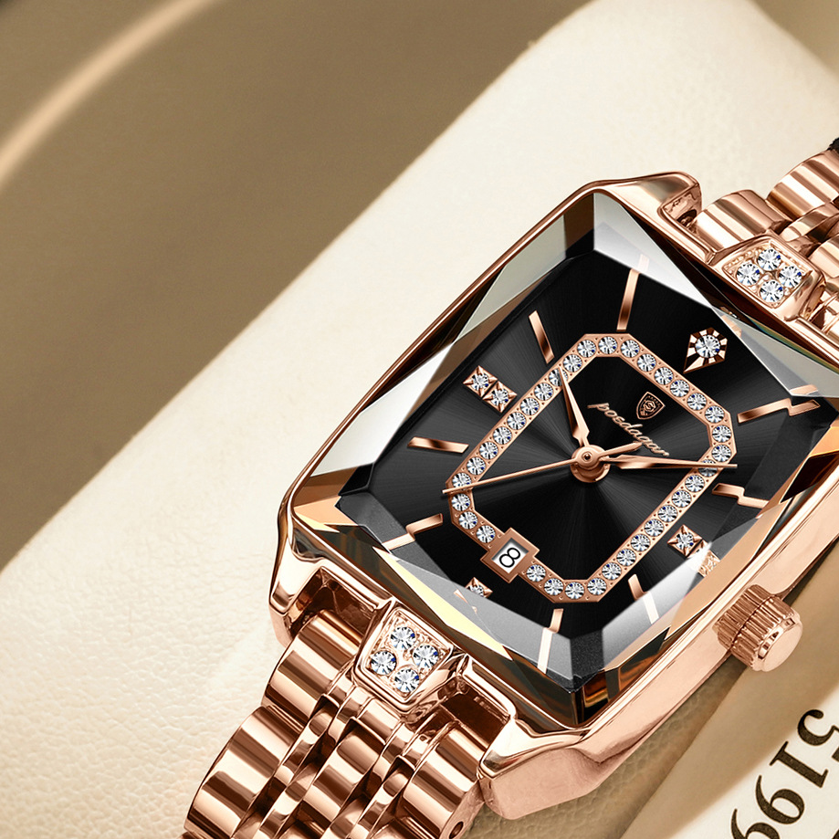 Women's Rectangular Stainless Steel Quartz Watch